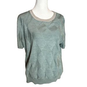 Brooks Brothers 100% Fine Italian Merino Wool Sweater, Argyle, Green/Gray XL,